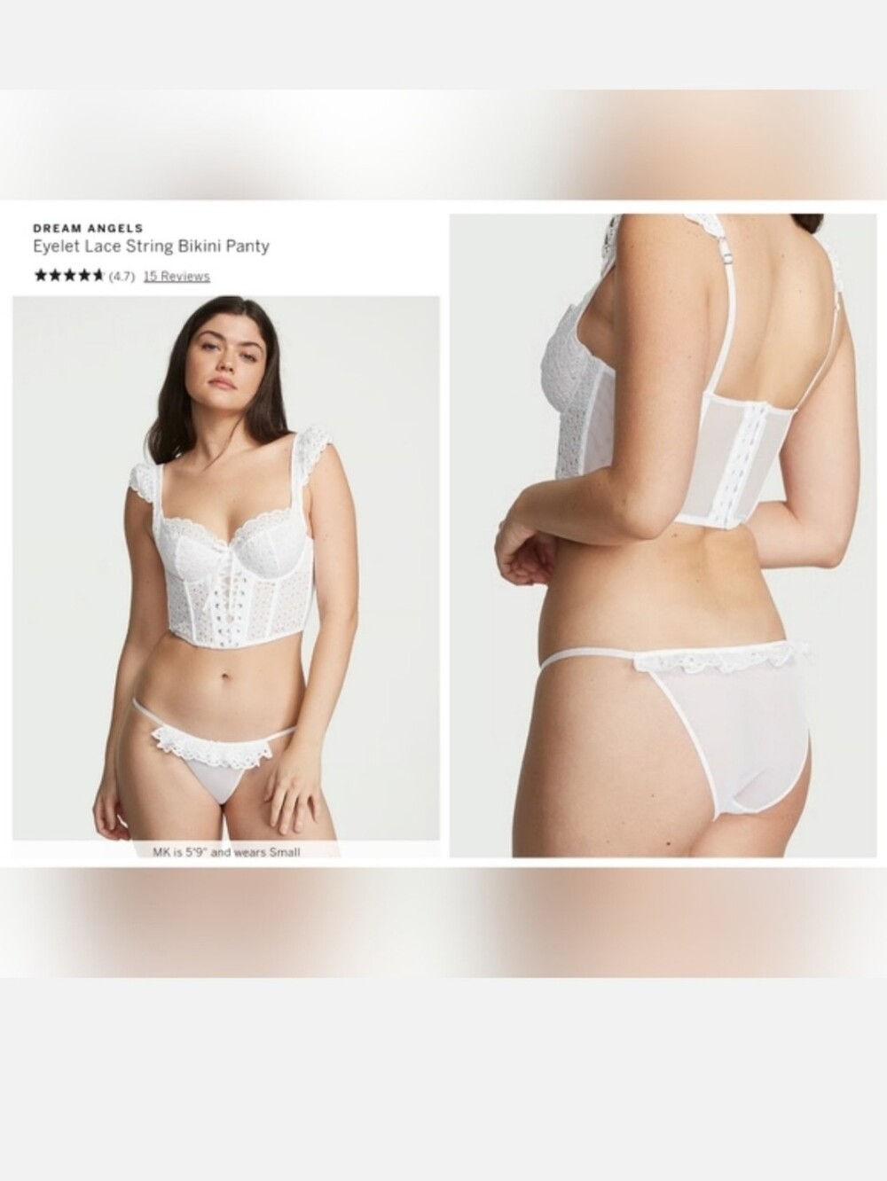 Victoria's secret dream Angel's very sexy eyelet lace bikini panty LARGE WHITE